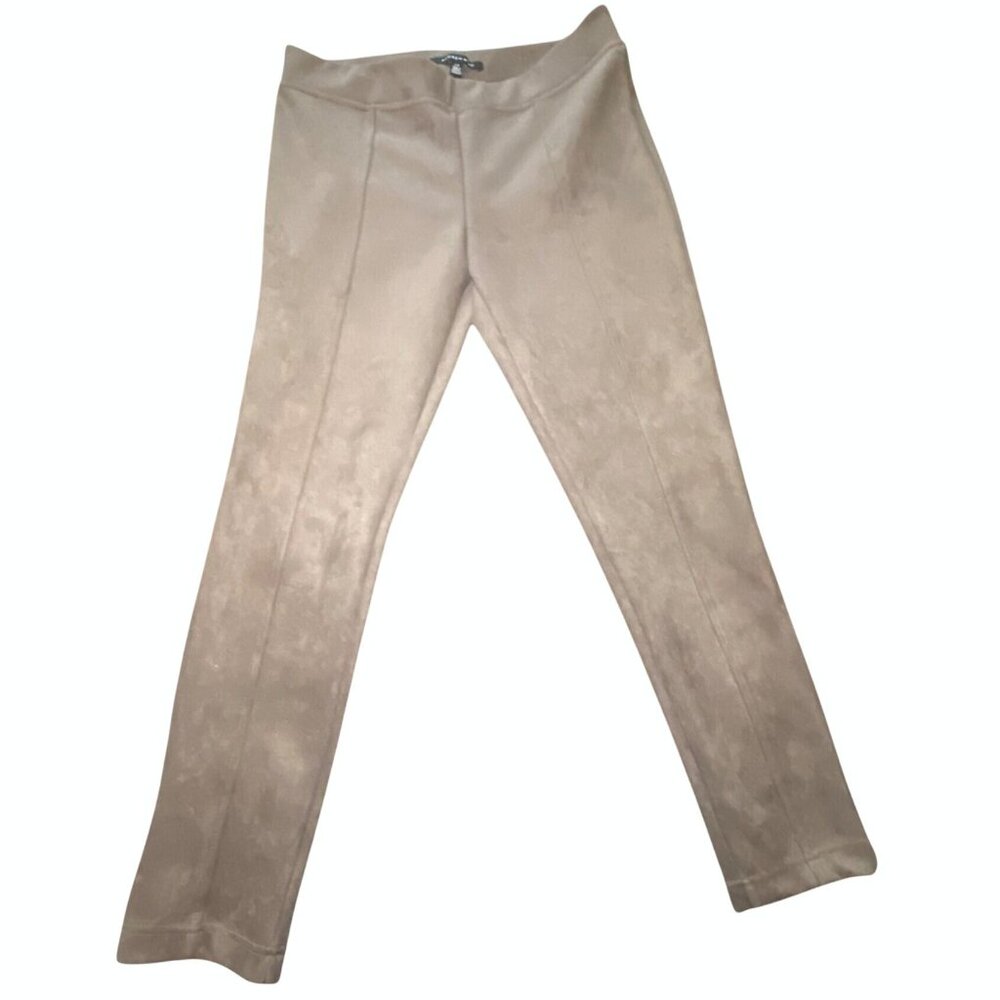 Andrew Marc Brown Faux Suede Front Seam Pull On Pants Career Comfort Soft